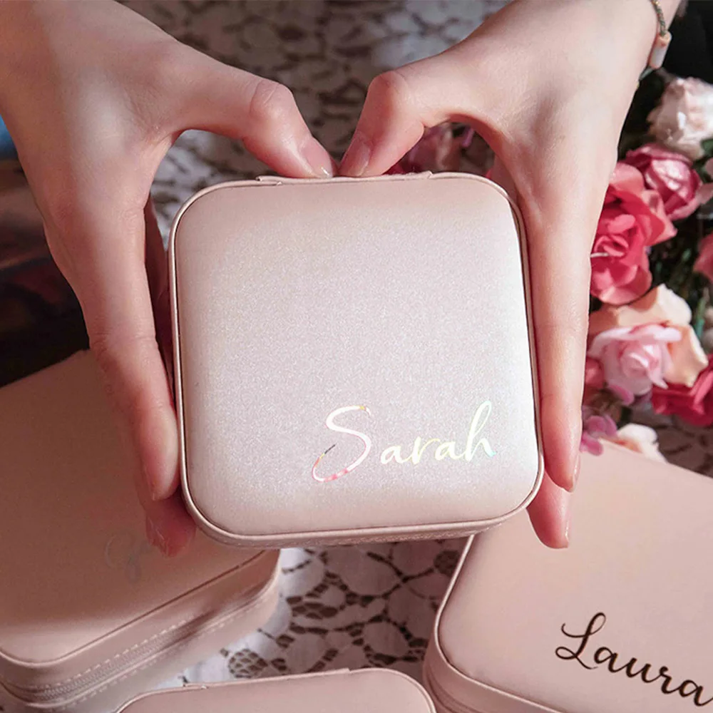 

Personalized Jewelry Box Bridesmaid Proposal Gifts Custom Travel Leather Case Wedding Bachelorette Party Anniversary Favors Ring