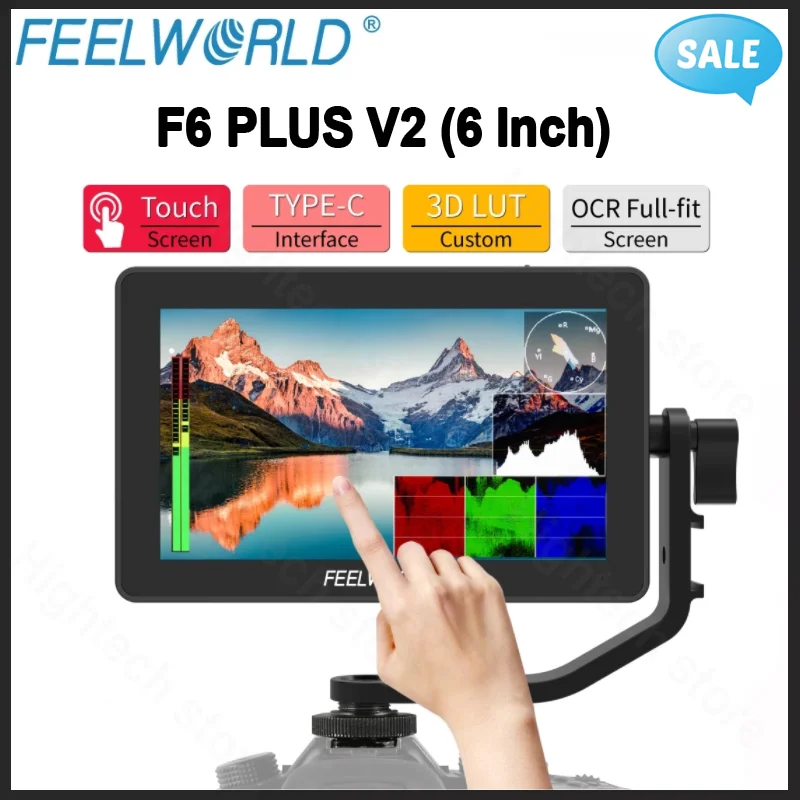 Монитор FEELWORLD F6 PLUS V2 4K 6-дюймовый для камеры DSLR полевой монитор 3D LUT сенсорный экран