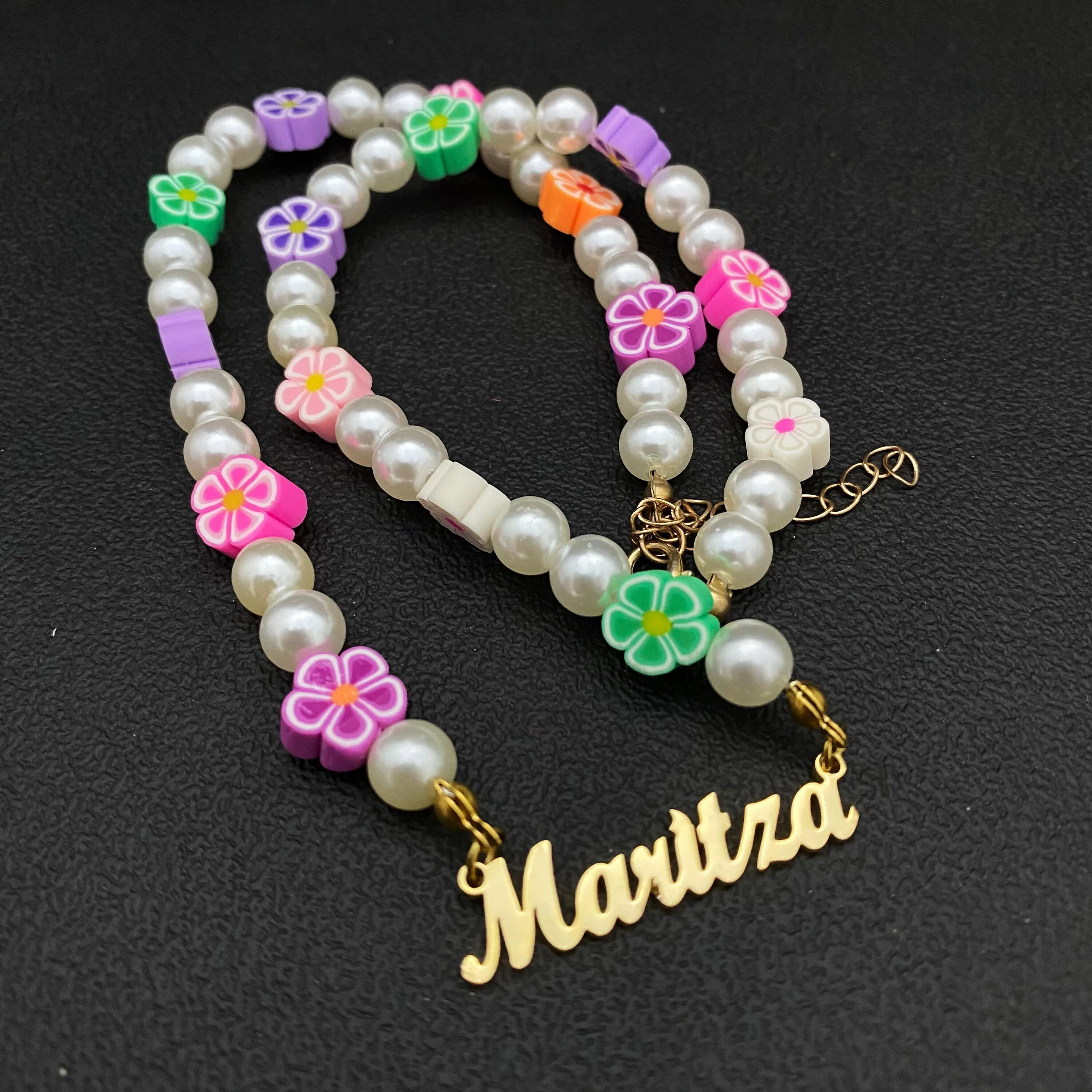 Женское Ожерелье с жемчужной табличкой и цветком