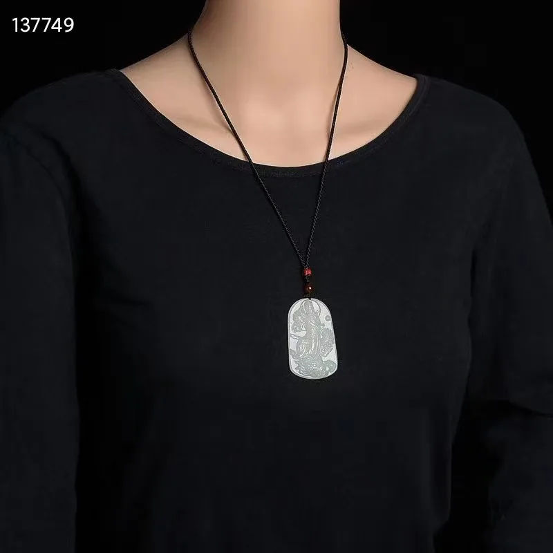 Природный 100% настоящий зеленый искусственный нефрит и Гуаньинь подвеска