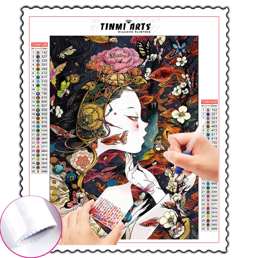 

5D Diamond Painting Kit Cross Stitch Japanese Cartoon Girl Full Round Drill Mosaic Rhinestone Home Decoration Embroidery