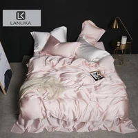 Lanlika Women Pink 100% Silk Bedding Set Double Queen King Duvet Cover Fitted Sheet Or Flat Sheet Bed Linen Pillowcase For Bed