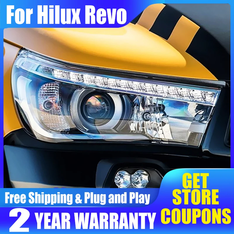 

Передние фары для Toyota Hilux, задние фары, модель 2015-2020 светодиодный дневные детали, динамический сигнал поворота, автомобильные аксессуары