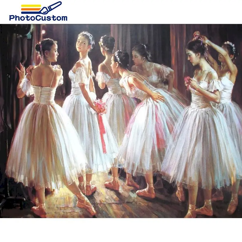 

PhotoCustom Paint By Number Dance Girl For Adults DIY Frame Picture By Numbers Portrait Acrylic Paint On Canvas Home Decor
