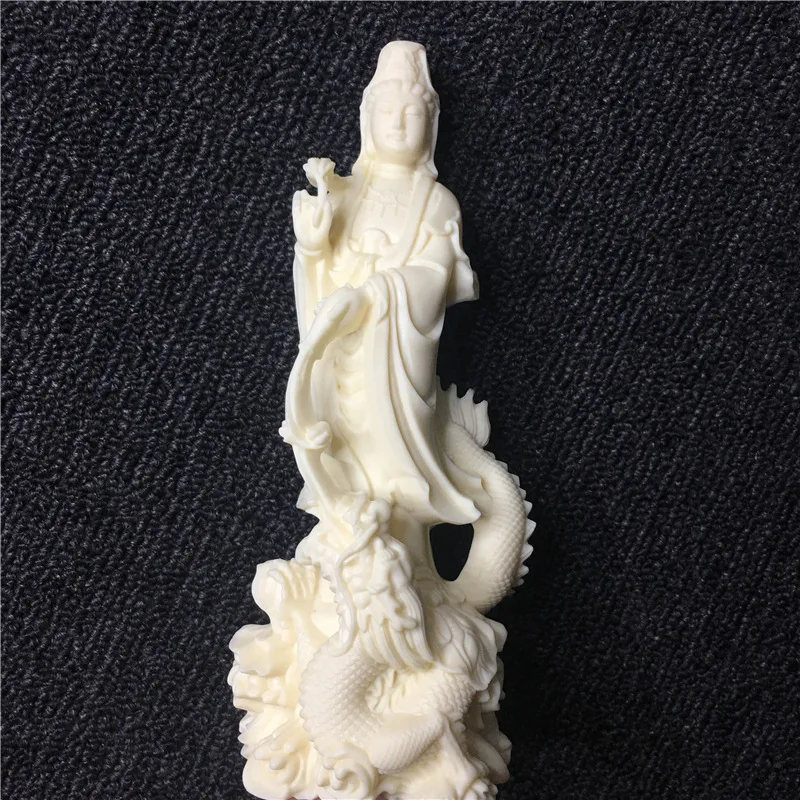 

white dragon Guanyin statue,Exquisite carving，Modern art sculpture，High-end home living room loft decoration statue 17cm