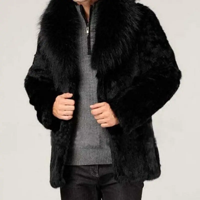 

Autumn and Winter Men's New Personality Plus Size Fashion Casual Mid-length Lapel Single-breasted Imitation Fox Fur Coat S-6XL