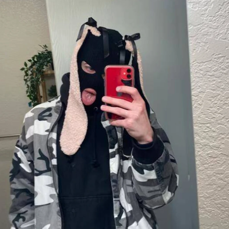 

Girls Rabbit Hat Y2K Knitted Ears Hat Rabbit Gifts Warm Winter Hat Adult Children Knitted Ears Winter Photo Drop Shipping