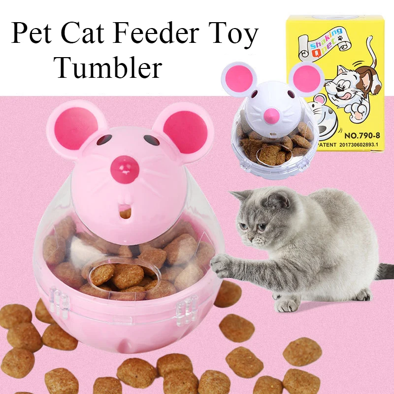 

Pet Cat Feeder Toy Cat Mice Shape Funny Interactive Food Rolling Leakage Dispenser Bowl Kitten Playing Training Educational Toys