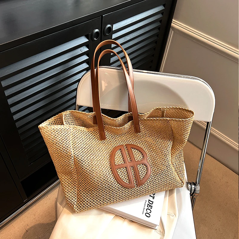 Straw Large-capacity Tote Handbag Brand Trendy Shoulder Handbag 2023 New Beach Lane Simia Designer Luxury Ethnic Style