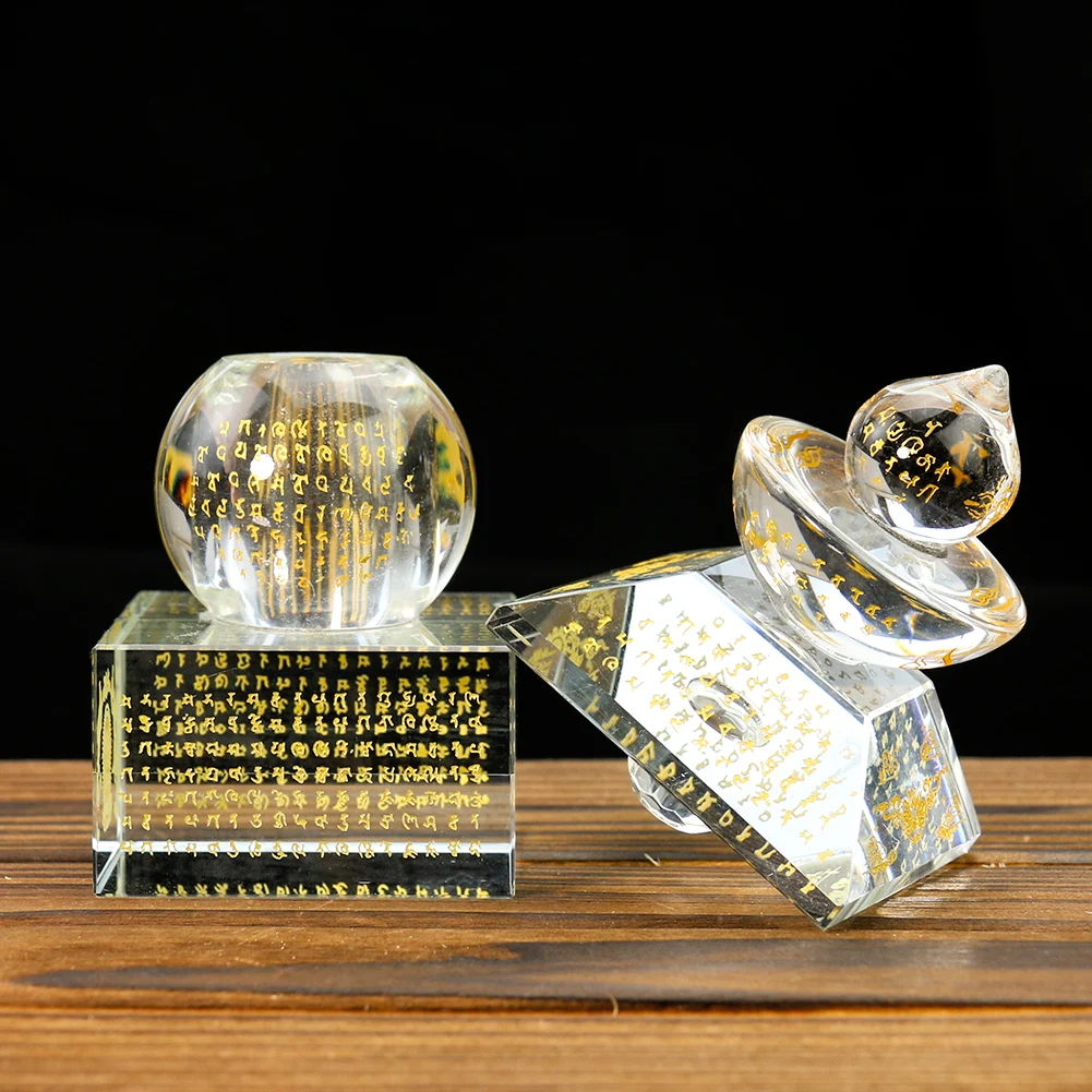 Хрустальное стекло лазерная резьба буддийские писания руна пятиэтажная ступа