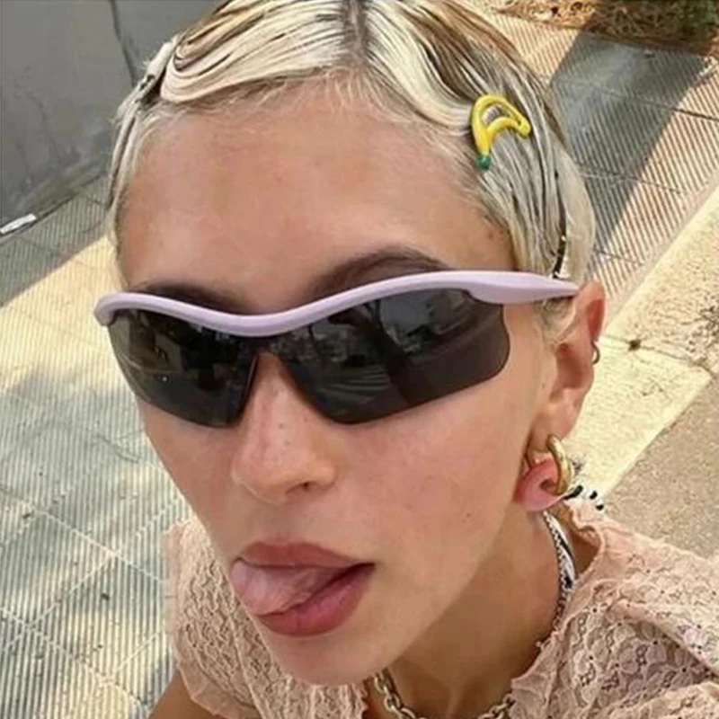 Солнцезащитные очки унисекс зеркальные в половинной оправе стиле панк