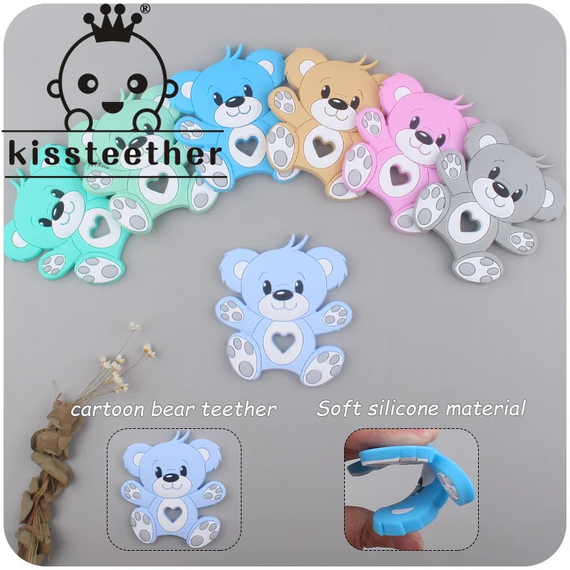 

Kissteether Bear Silicone Baby Teether Rodent Teething Toys Chewable Animal Bead Baby Products Nursing Gift DIY Pendant Necklace
