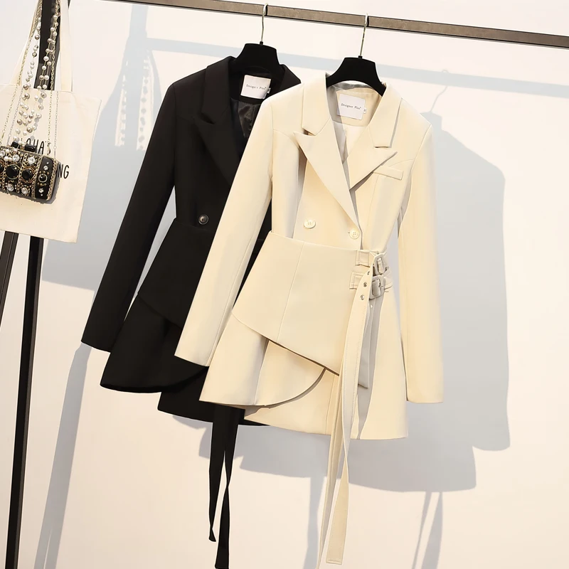 

Женский двубортный Блейзер, черный офисный Блейзер, верхняя одежда, платье, пальто, 2022