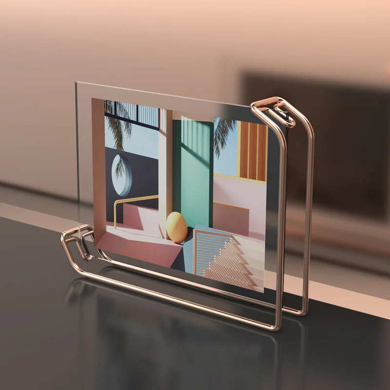 

Роскошная золотая металлическая фоторамка, двухсторонний дисплей, горизонтальная, вертикальная, универсальная Геометрическая, металличес...