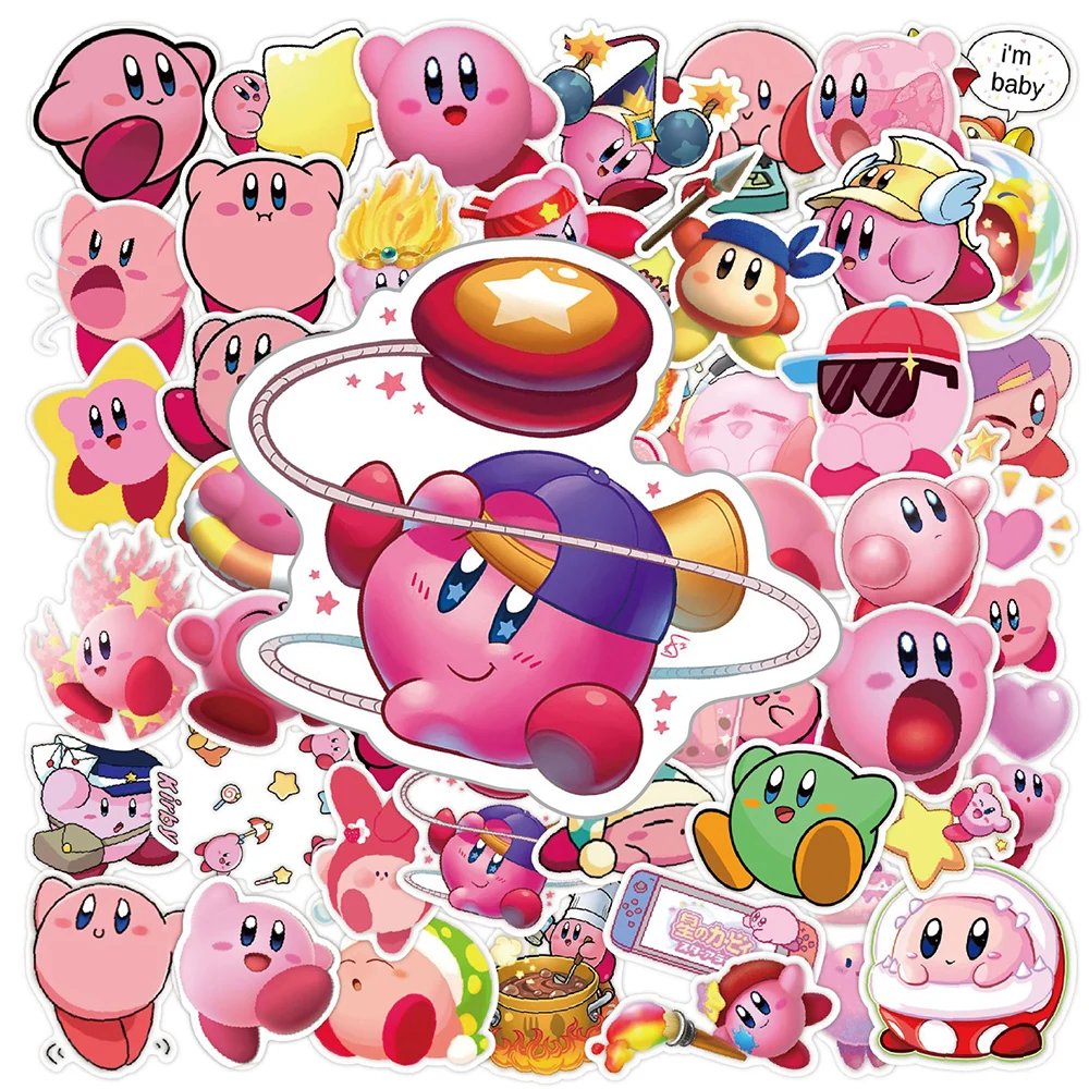 

10/30/50pcs Kawaii Game Kirby Stickers Anime Cartoon Decals Waterproof Graffiti Laptop Skateboard Phone Cute Kids Sticker Toys