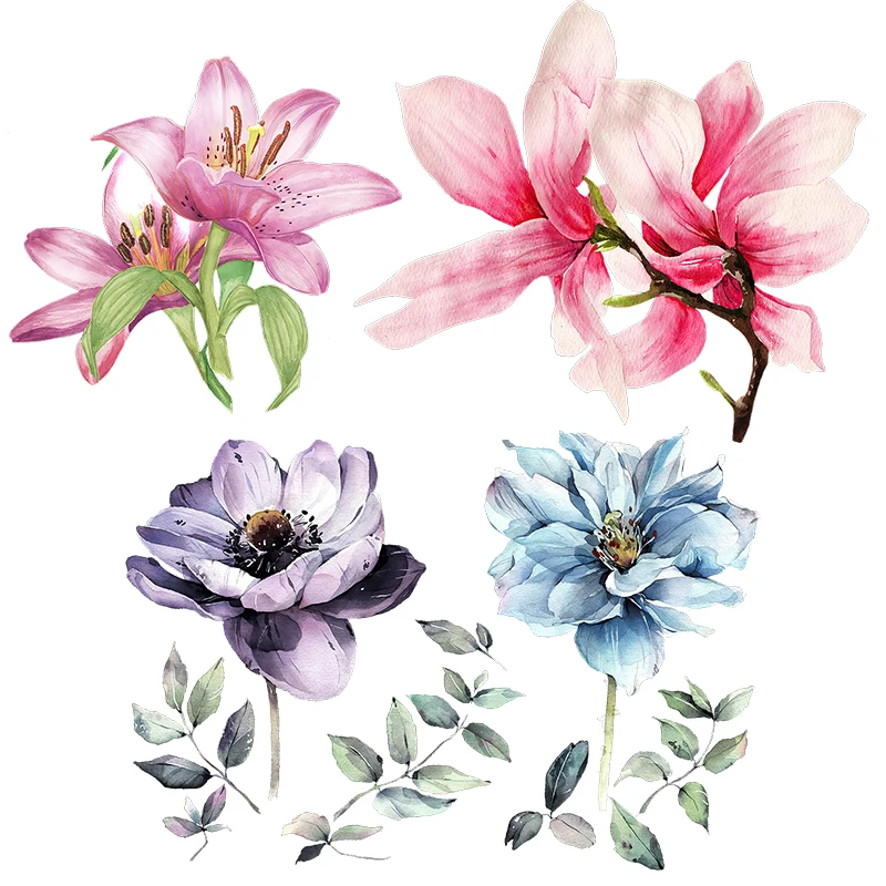 

QCF244 Elegant Watercolor Pastoral Elegant Bouquet Home Decorative Wall Sticker Toilet Decal