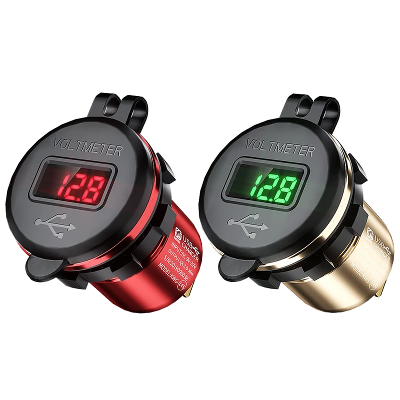 Автомобильное зарядное устройство Kewig USB QC 3.0A с двумя USB-разъемами и цифровым