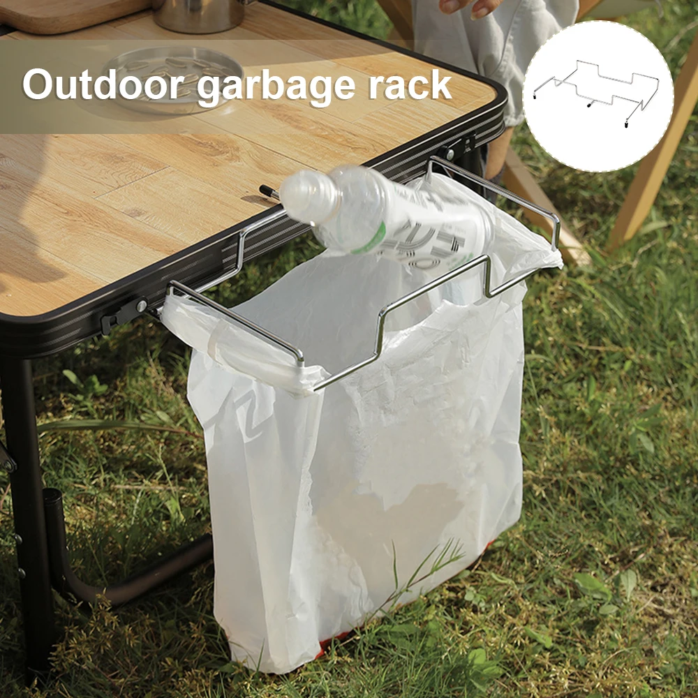 

Garbage Bag Hanging Bracket Table Trash Bag Holder for Camping Picnics Hanging Garbage Bags Table Rack UT