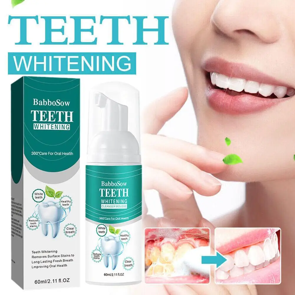 

60ml Teeth Whitening Foam Toothpaste Intensive Stain Removal Teeth Mousse Toothpaste Brightening Foam Toothpaste