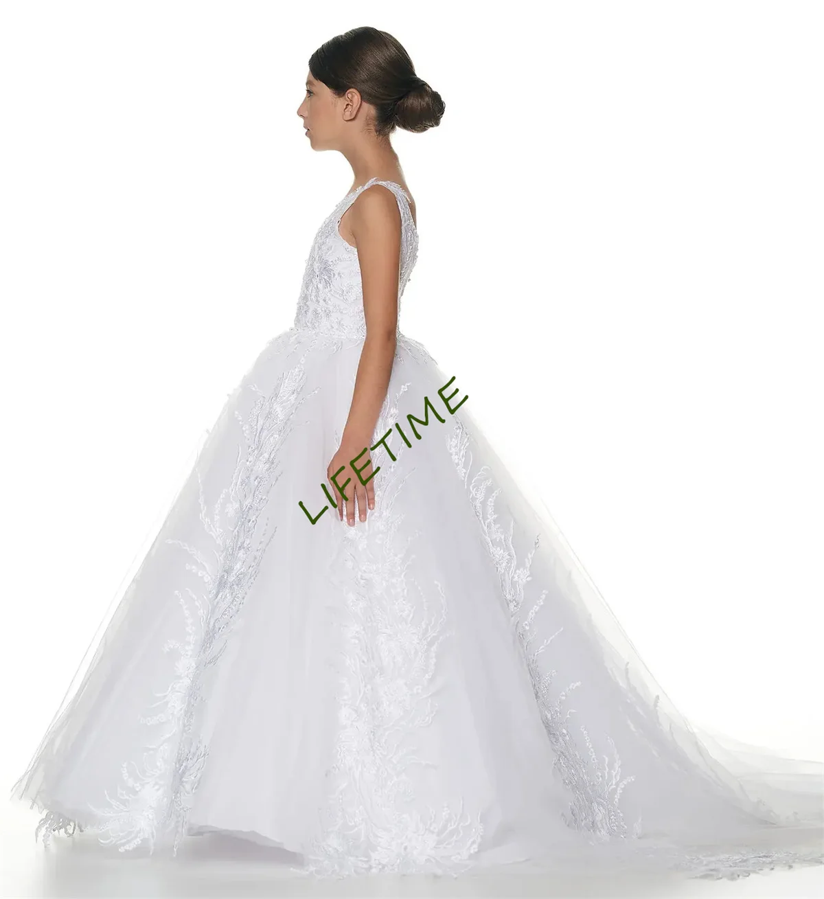 Свадебное платье для девочки блестящее кружевное принцессы тюлевые платья с