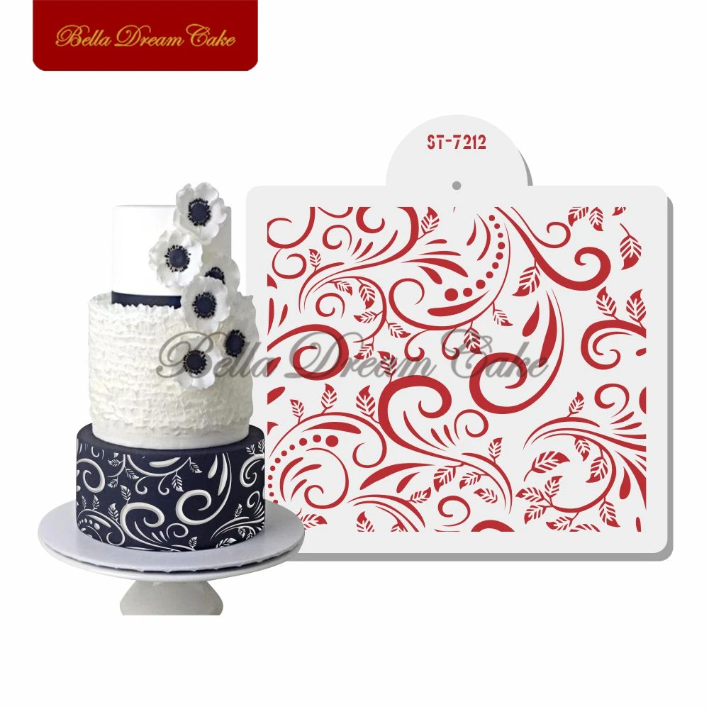 Цветочный узор лозы кружевной трафарет для торта домашних животных шаблон