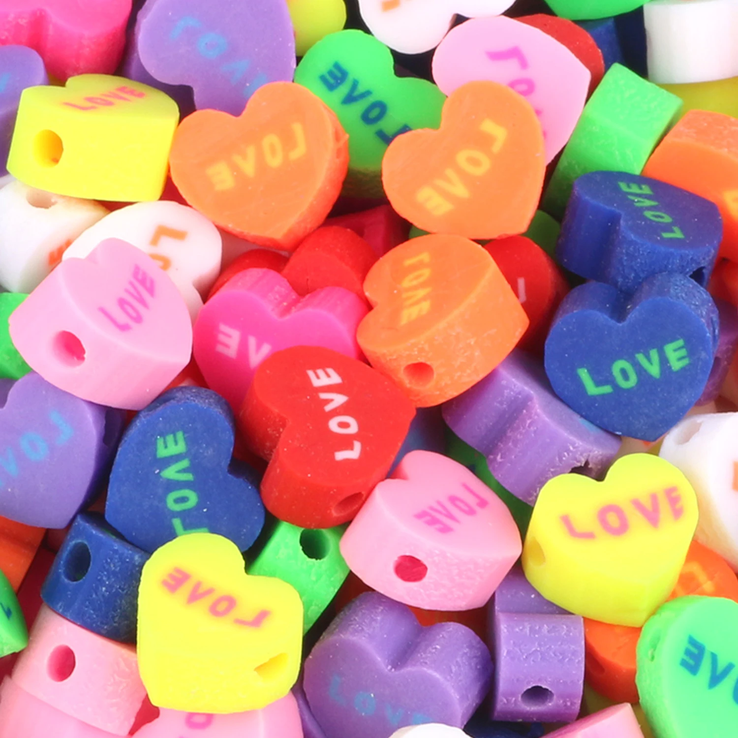 

50/100pcs 9x8mm Mixed Polymer Clay Beads Letter Love Heart Soft Pottery Spacer Beads for Jewelry Making Diy Bracelets Necklaces