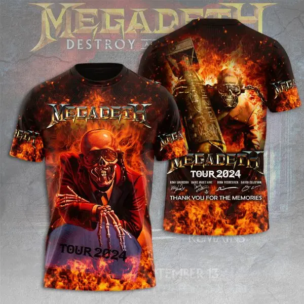 Новая мода Rock Megadeth Band футболки с 3D принтом для мужчин и женщин хип-хоп футболка