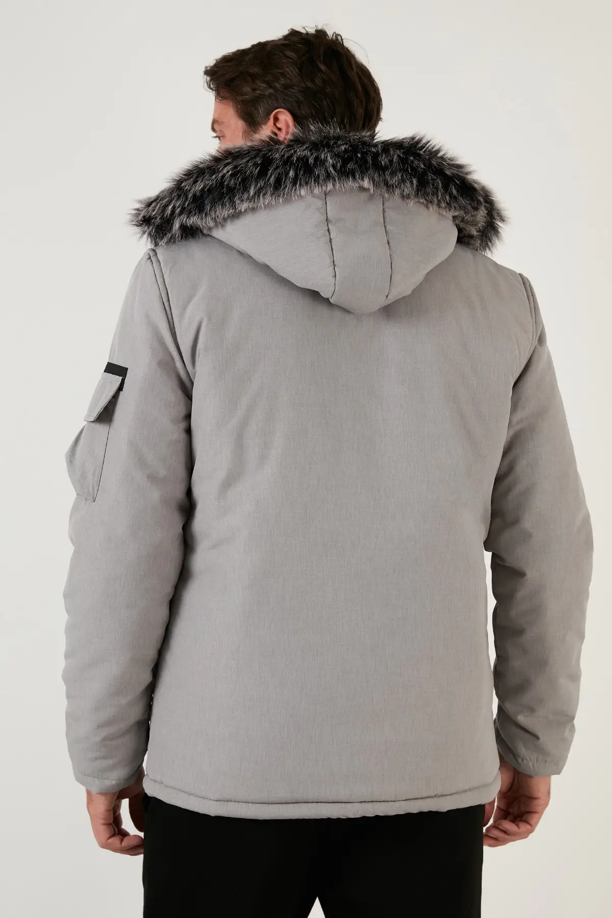Cotton Plusus Lined Collar Hairy Detachable Hooded Slim Fit Coat 5711051