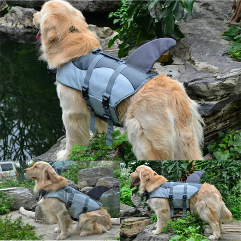 

Dog Swimming Pet Vest Dog Life Vest With Reflective Strip Dog Shark Life Jacket Dog Lifesavers Swimsuits For Swimming Boating
