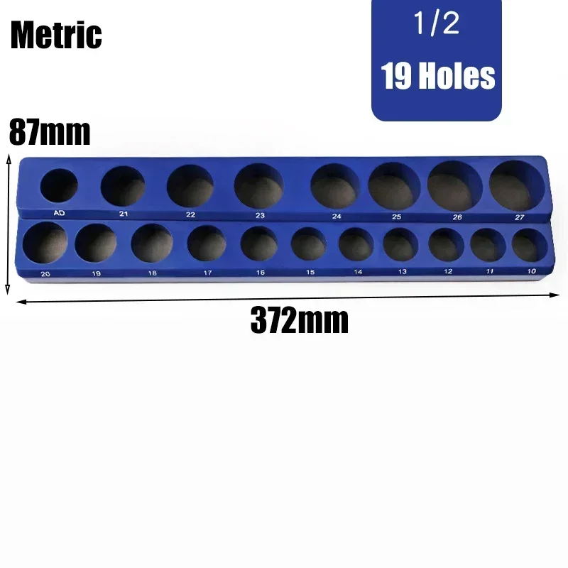 

1 шт., синие магнитные розетки, стеллаж для хранения 1/4 дюйма, 3/8 дюйма, 1/2 дюйма, пластиковая розетка, держатель для дисплея, комплект, профессиональный органайзер для метрических инструментов
