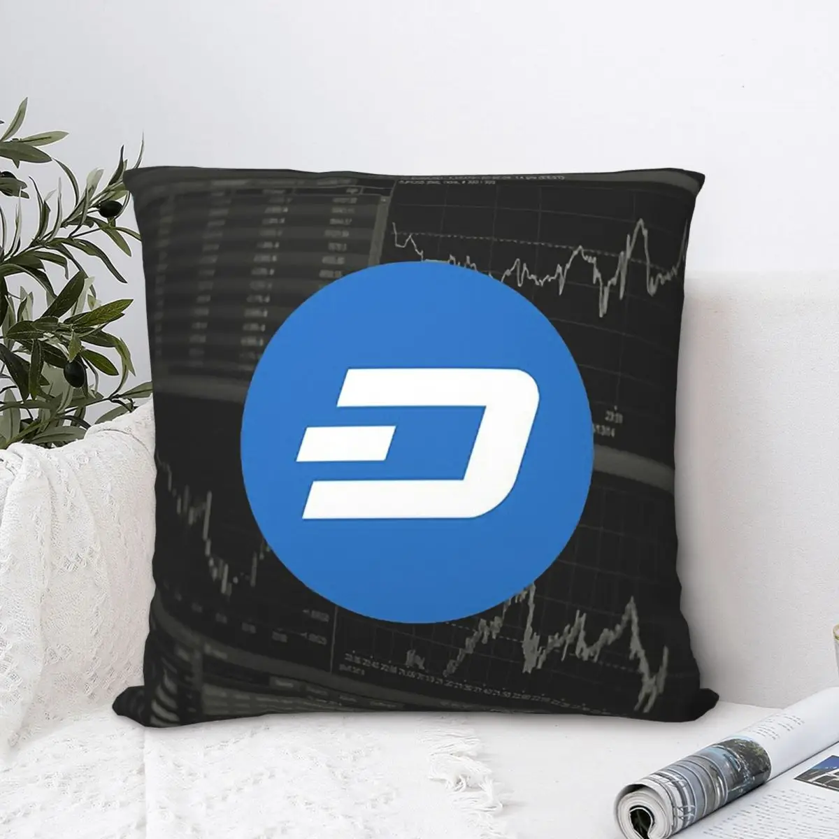 

BLUE DASH Hug Pillowcase Cyptocurrency Backpack Cushion Livingroom DIY Printed Office Throw Pillow Case Decorative