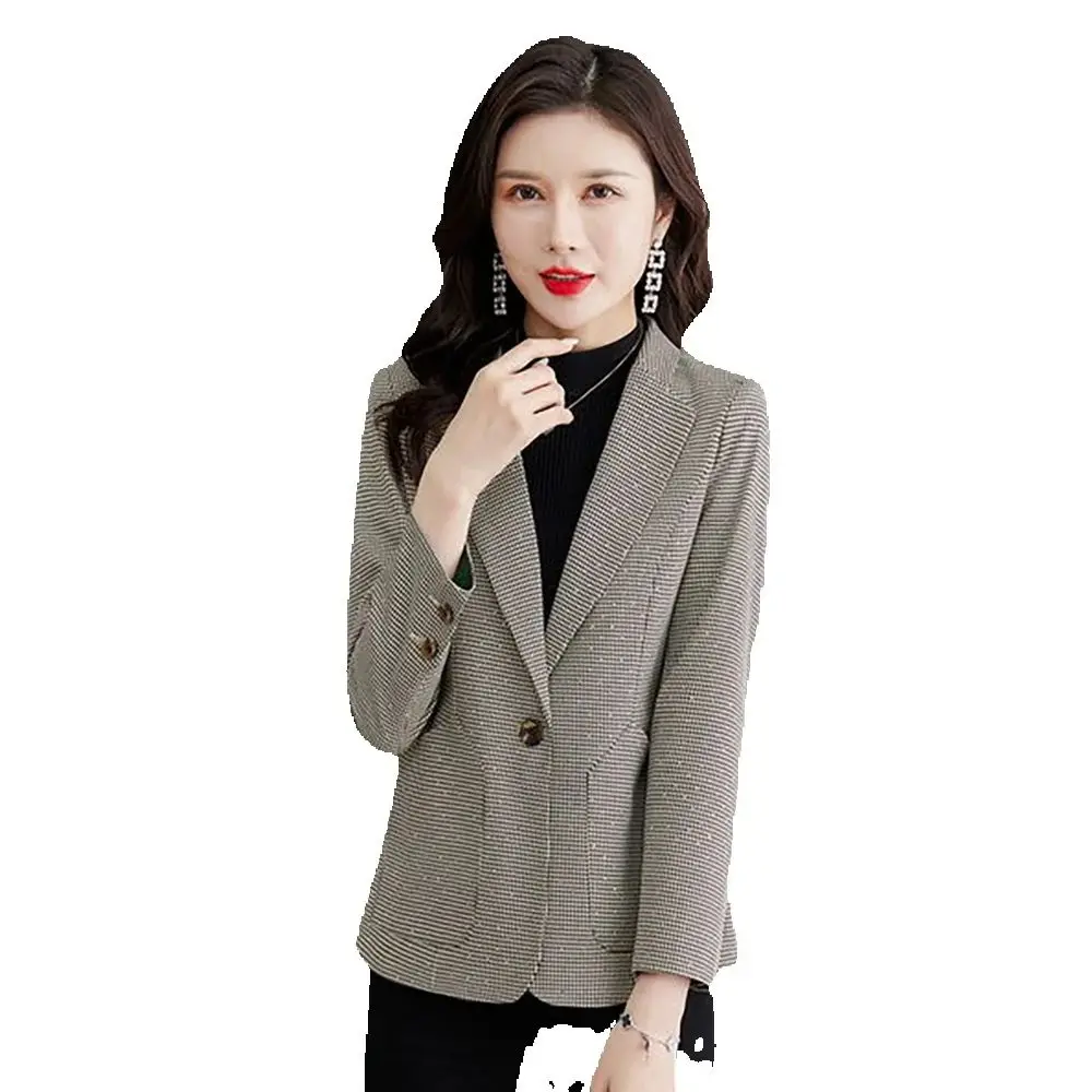 Осень-зима 2024 новый клетчатый костюм женский тонкий свободный топ Джокер