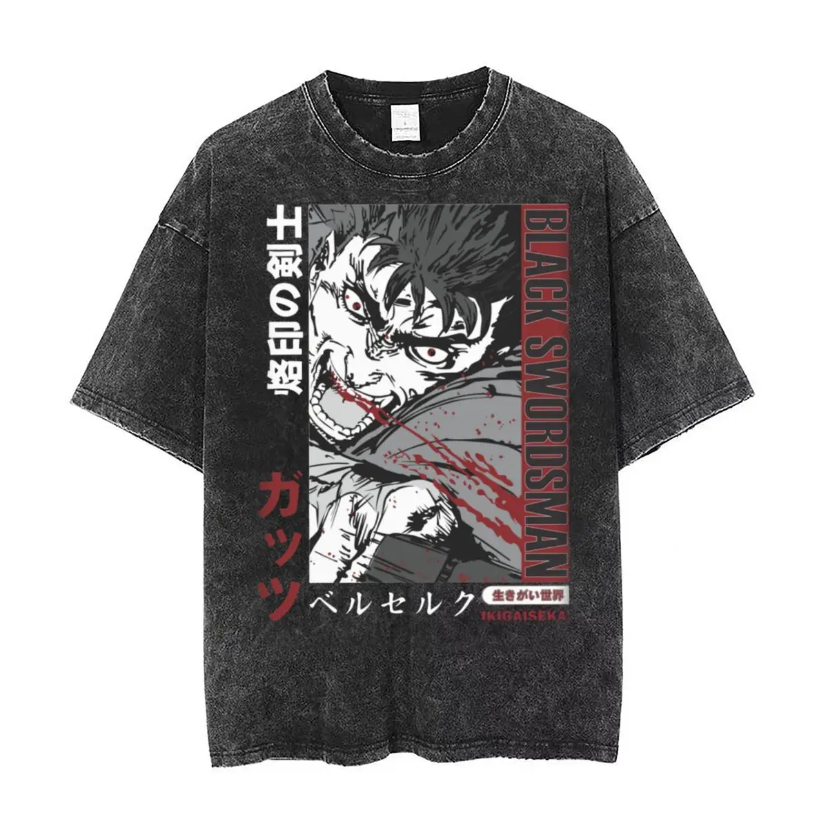 

Black Swordsman Berserk T Shirt Hip Hop Washed Harajuku T-Shirt Anime Guts Vintage for Men Women Tops Streetwear Graphic Tees