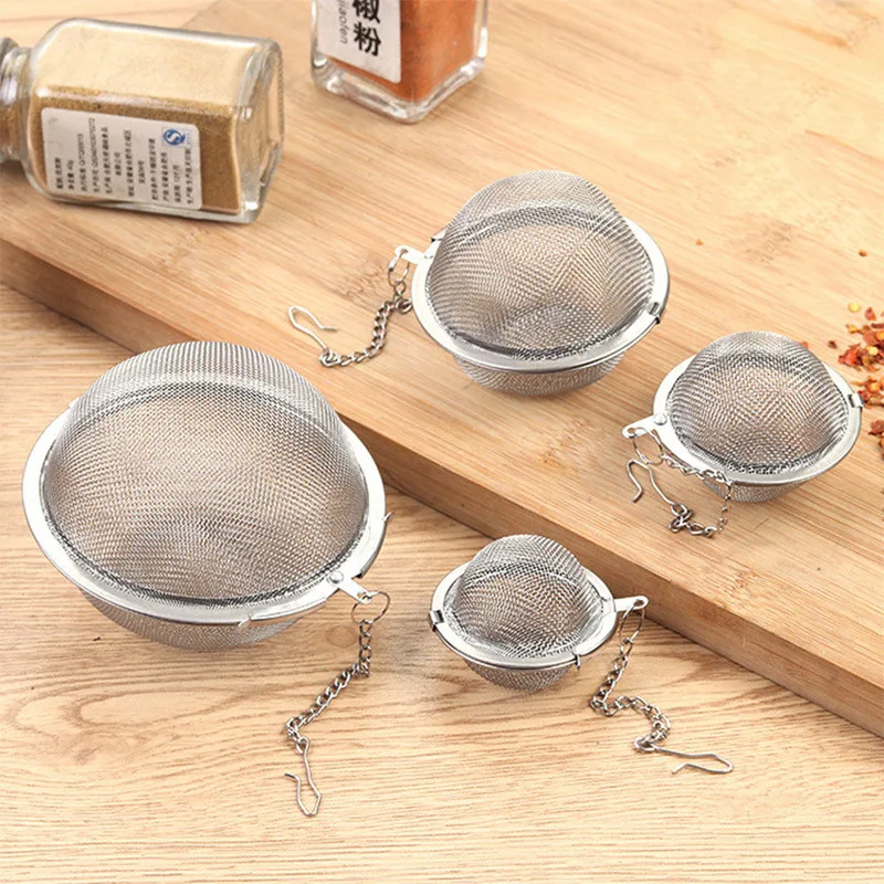

New 3 Sizes Stainless Steel Tea Infuser Sphere Locking Spice Tea Ball Strainer Mesh Infuser Tea Filter Strainers Kitchen Tools