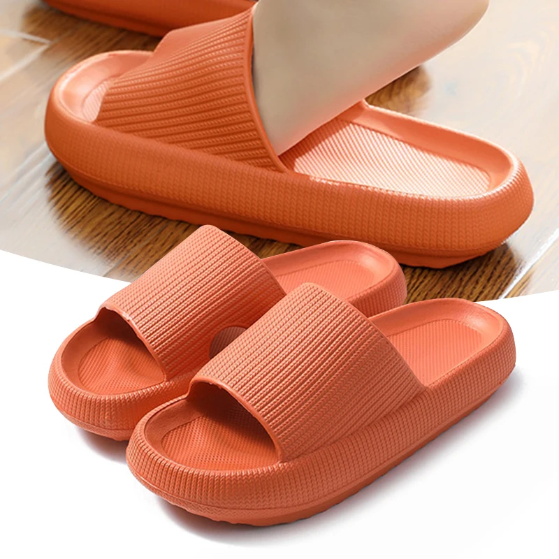 

Сверхмягкие шлепанцы на толстой подошве 4 см, шлепанцы из ЭВА с дренажными отверстиями, Нескользящие сандалии для дома, улицы, ванной комнат...