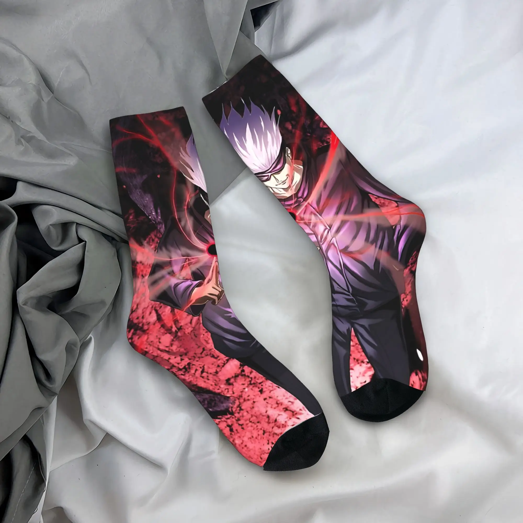 Фото Забавные носки Bandai Jujutsu Kaisen в культовом стиле хип-хоп с бесшовным принтом, мужские носки с оригинальным дизайном, мужские носки-новинки №5