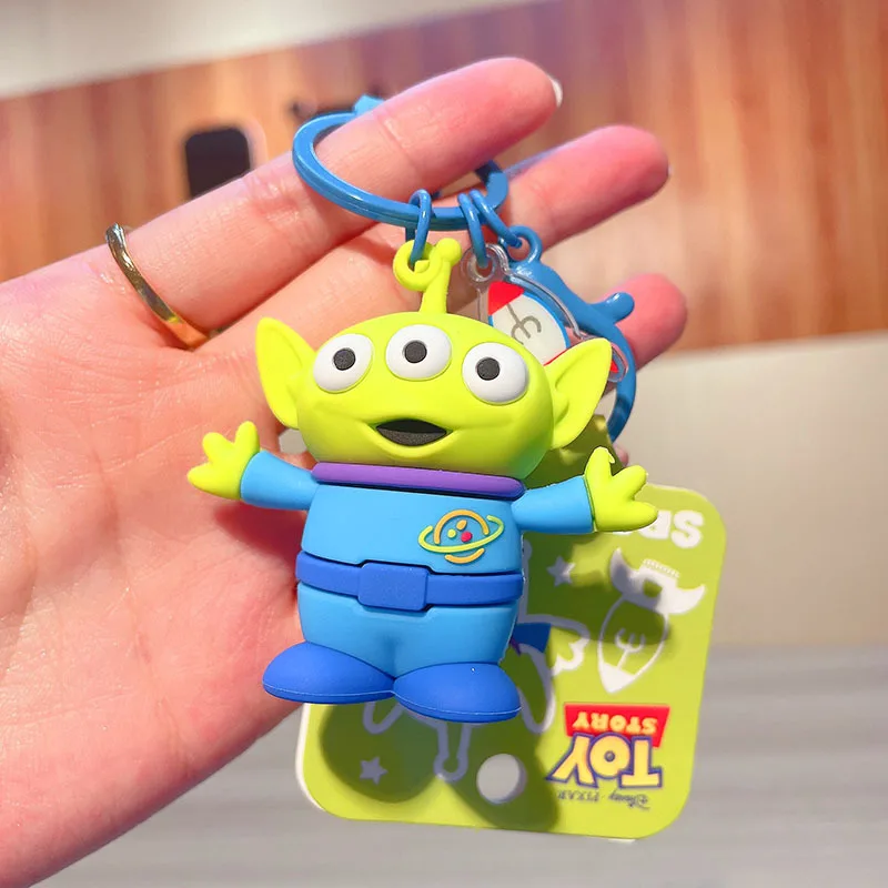 

Toy Story Keychain Cute Three Eyes Alien Keyring Pendant Kawaii Disney Bag Accessories Decorative Gift Key Chain Girls