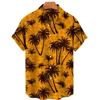 hawaiian shirt 2022 coconut tree printed short sleeve men summer casual fashion button beach shirts quick dry top s 5xl