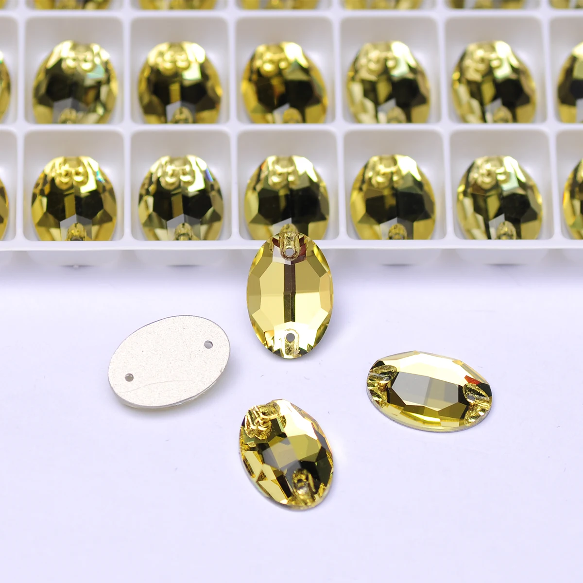 

Lt. Topaz Shiny Oval Glass Strass Flatback Crystal Sew On Rhinestones Crafts Glitter 3D Sewing Accessories Design Decorations