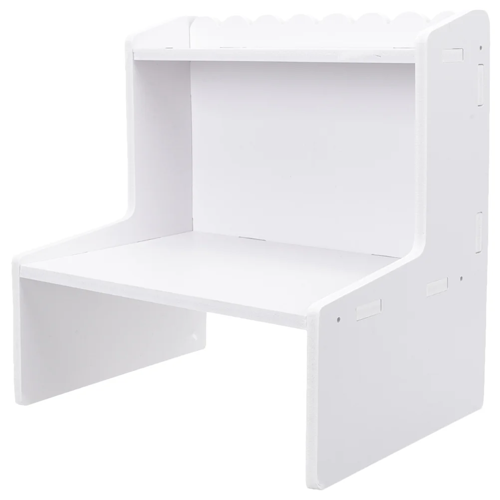 

Double Shelf Skin Care Storage Desktop Desk Top Organizer Shelf Wooden Vanity 2 Rack Student