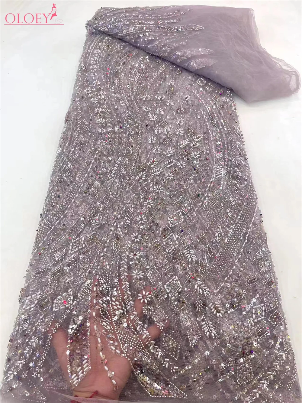 

Fashion High-End Luxury French Embroidery Heavy Groom Lace Fabric African Nigerian With Sequin Fabric For Wedding Dress Party