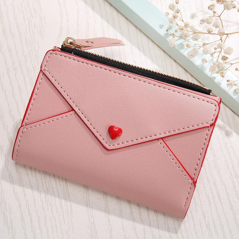 

Short Wallet Women Cute Love Wallets Tassel Fashion Hasp Coin Purse Card Holder Female Clutch Money Bag PU Leather Lady Purses