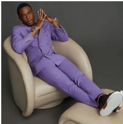 

Custom purple double breasted formal men suits wedding bridegroom fashion business suit mens slim fit 2-piece male Blazer pants