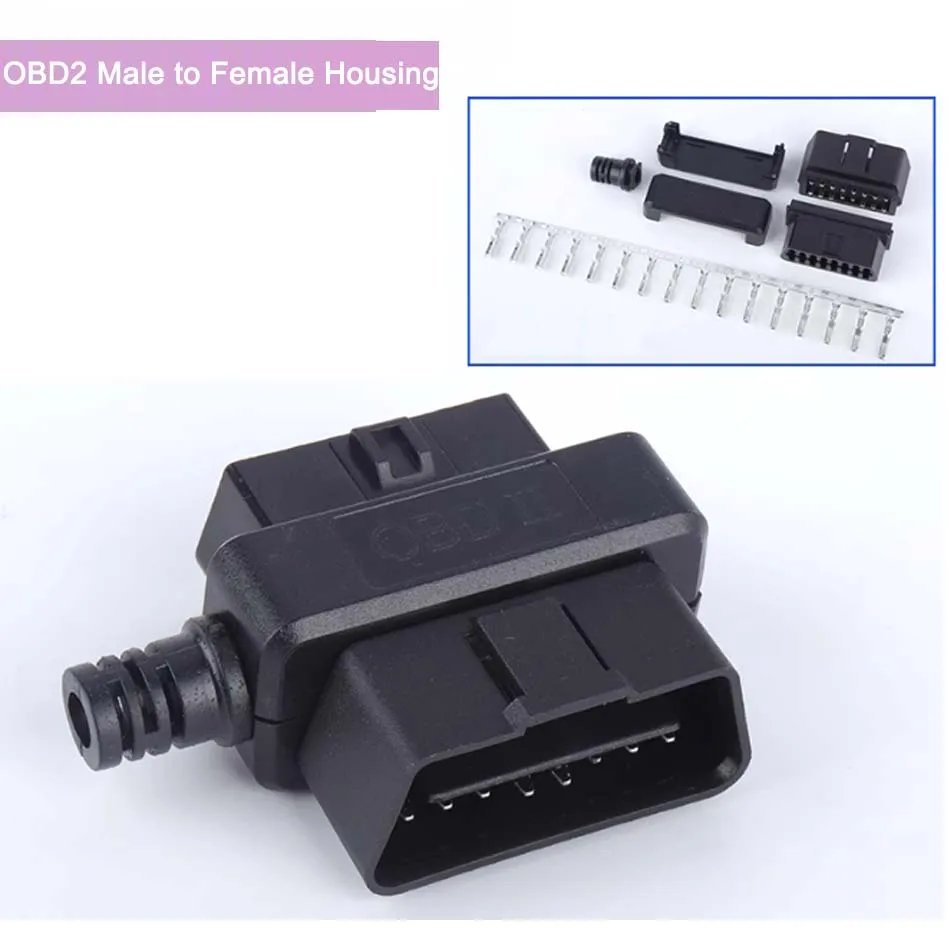

Modification OBD2 16PIN Male to Female Adapter One-to-One Extended Plug Assembly Type OBD2 16 Pin Housing Shell with Terminal