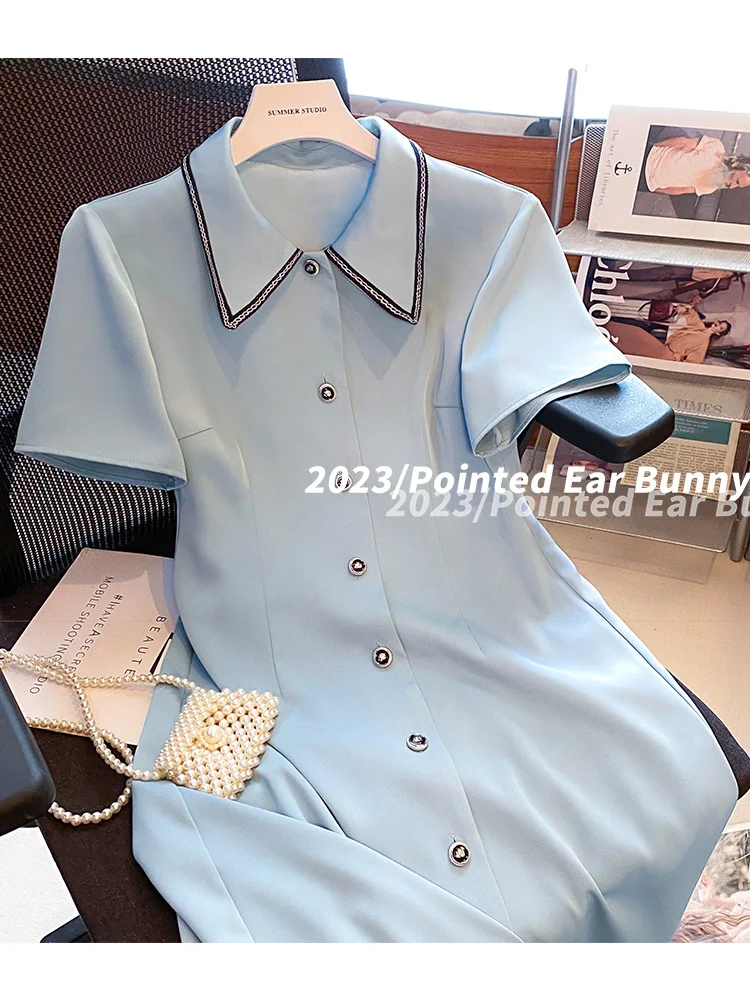 

Маленькое Очаровательное платье с воротником-поло, новинка 2023, женская летняя маленькая темпераментная популярная юбка в этом году