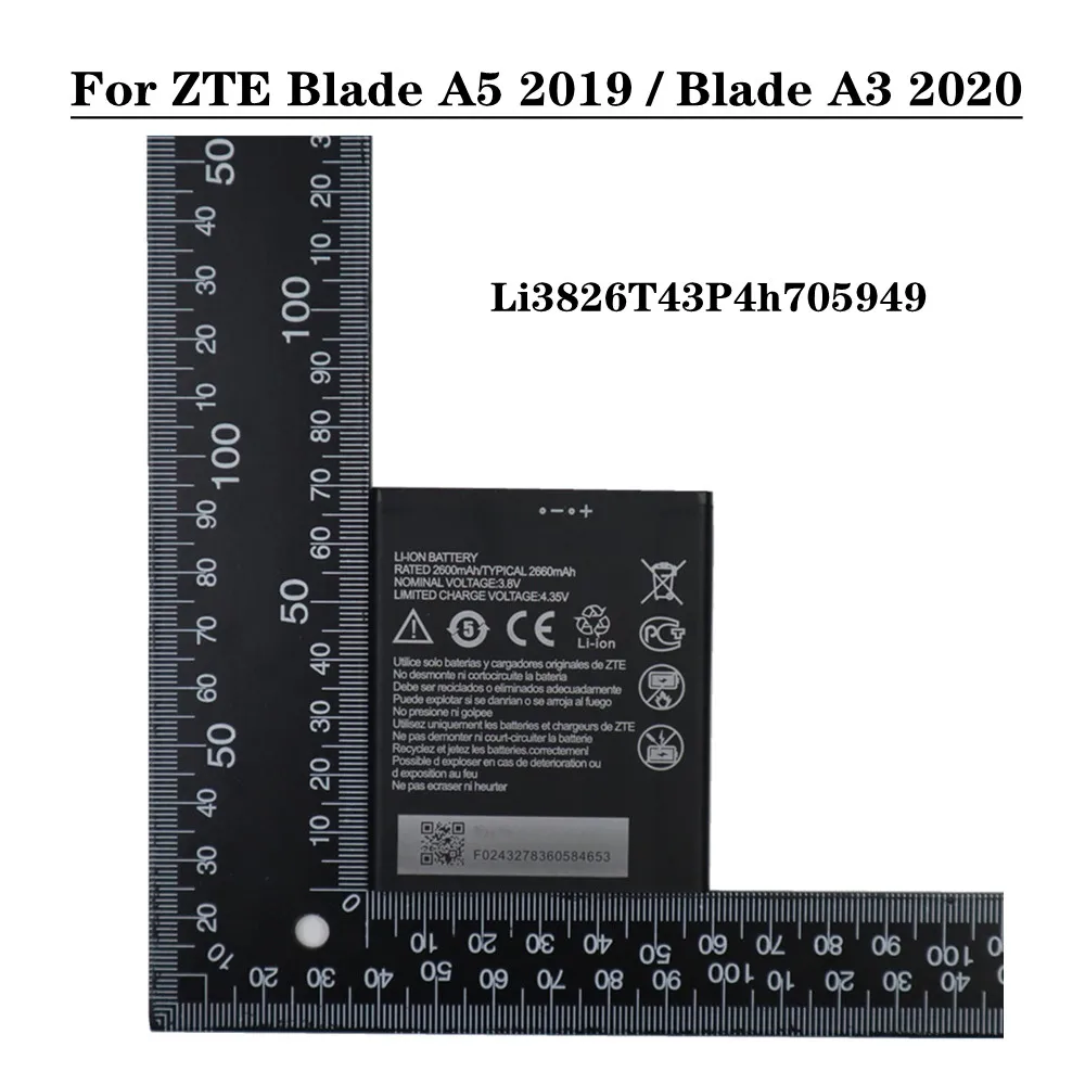 Новый аккумулятор 2660 мАч Li3826T43P4h705949 для ZTE Blade A5 2019 / Blade A3 2020 A530 A606 BA530 BA606 Высококачественный аккумулятор для телефона