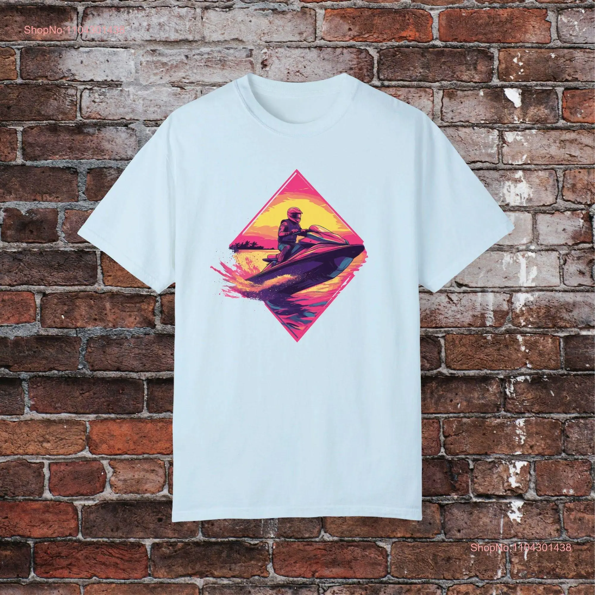 Футболка Synthwave Jetski в стиле ретро 80-х дизайн заката классические водные виды