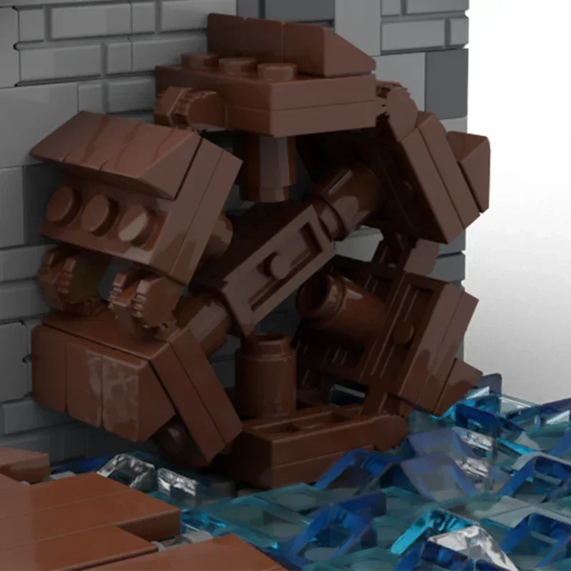 Средневековая модель с видом на улицу MOC строительные кирпичи водяной дом