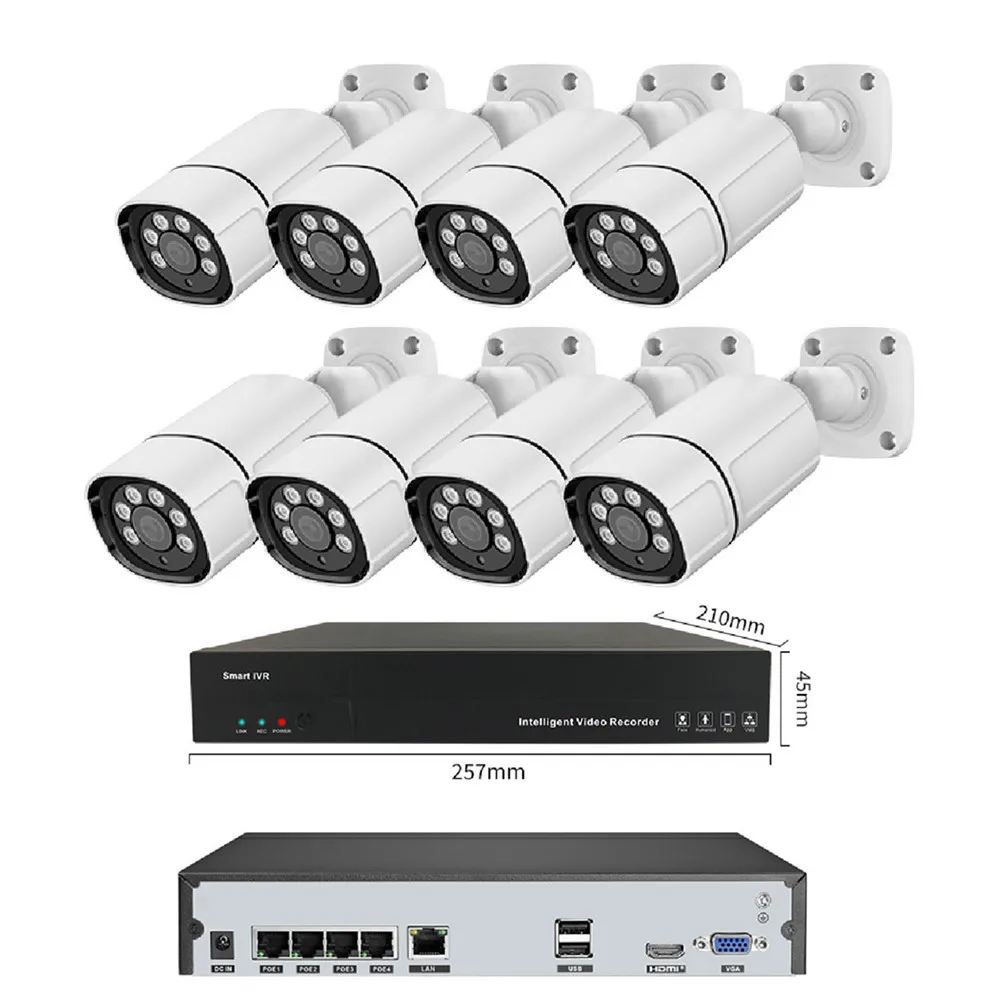 

JXJ 8CH 4CH 5MP NVR POE Security System Audio Outdoor IP H.265 Video NVR Set Indoor Security Camera With Sd Card Digital