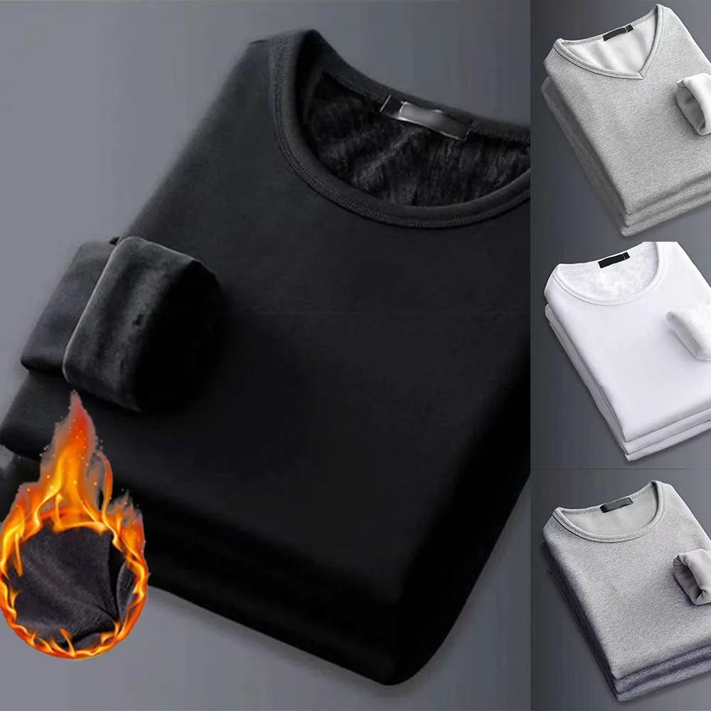 

Men Thermal Underwear Plus Velvet Thickening Mens Thermal Underwear Tops Long Sleeve Soft Warm TShirt Long Sleeve Sport Pullover